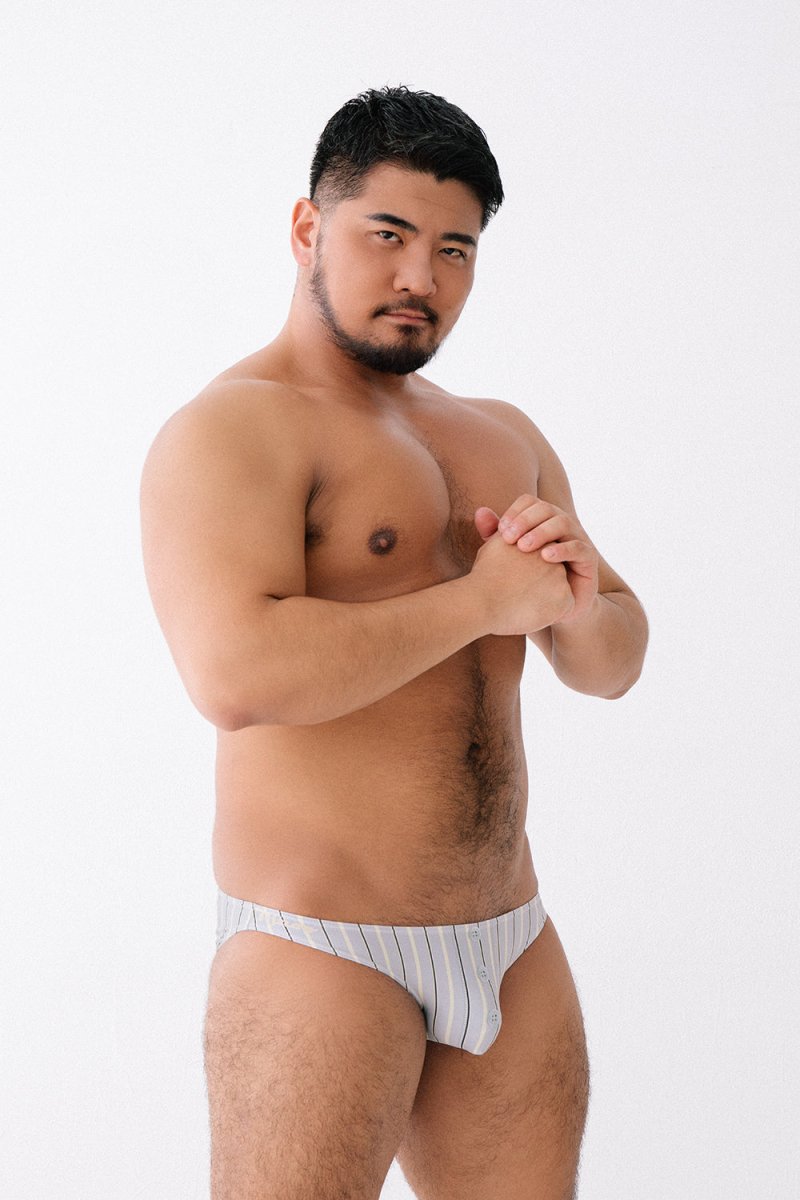 GRAY STRIPE - OFFICE CODE NN - UW - 25010 - ninoo - niñoo(ニノオ) MEN'S UNDERWEAR